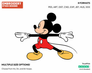 Doing Yoga - Disney's Mickey Mouse - Embroidery Design in 3 sizes & 8 formats