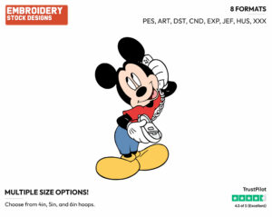Talking On The Phone - Disney's Mickey Mouse - Embroidery Design in 3 sizes & 8 formats