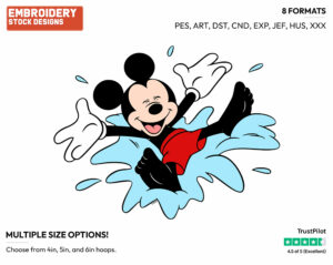Making A Summer Splash - Disney's Mickey Mouse - Embroidery Design in 3 sizes & 8 formats