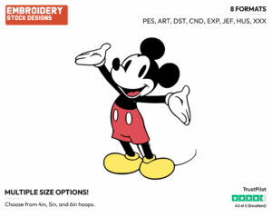 Cheerful Mickey - Disney's Classic Mickey Mouse - Embroidery Design in 3 sizes & 8 formats