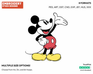 Mickey Holding Out His Hand - Disney's Classic Mickey Mouse - Embroidery Design in 3 sizes & 8 formats