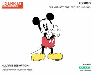 Mickey Giving Thumbs Up - Disney's Classic Mickey Mouse - Embroidery Design in 3 sizes & 8 formats