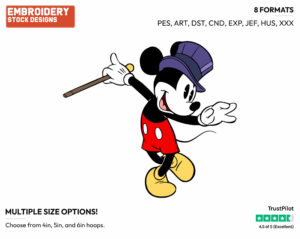 Classic Mickey The Magician - Disney's Classic Mickey Mouse - Embroidery Design in 3 sizes & 8 formats
