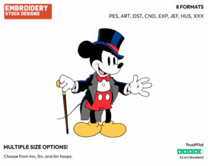 Classic Mickey Wearing A Tuxedo - Disney's Classic Mickey Mouse - Embroidery Design in 3 sizes & 8 formats