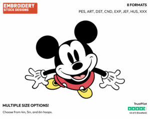 Mickey Looking Up - Disney's Classic Mickey Mouse - Embroidery Design in 3 sizes & 8 formats