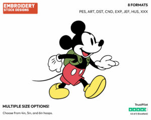 Backpacking - Disney's Classic Mickey Mouse - Embroidery Design in 3 sizes & 8 formats