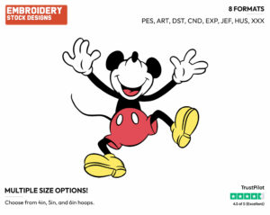 Cheering - Disney's Classic Mickey Mouse - Embroidery Design in 3 sizes & 8 formats
