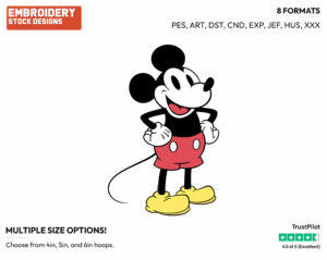 Mickey Standing With Hands On Hips - Disney's Classic Mickey Mouse - Embroidery Design in 3 sizes & 8 formats