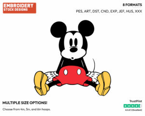 Dazed Mickey - Disney's Classic Mickey Mouse - Embroidery Design in 3 sizes & 8 formats