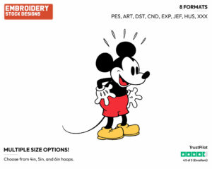 Surprised Mickey - Disney's Classic Mickey Mouse - Embroidery Design in 3 sizes & 8 formats