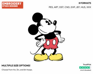 Mickey Standing With Hands On Hips - Disney's Classic Mickey Mouse - Embroidery Design in 3 sizes & 8 formats