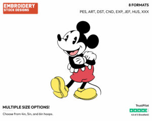 Mickey Standing With Arms Crossed - Disney's Classic Mickey Mouse - Embroidery Design in 3 sizes & 8 formats