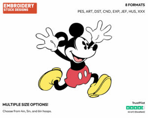 Mickey Running - Disney's Classic Mickey Mouse - Embroidery Design in 3 sizes & 8 formats