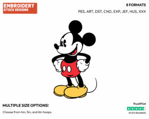 Mickey With Hands On Hips - Disney's Classic Mickey Mouse - Embroidery Design in 3 sizes & 8 formats