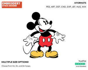 Mickey - Disney's Classic Mickey Mouse - Embroidery Design in 3 sizes & 8 formats