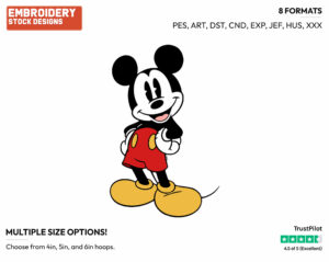 Mickey With Hands On Hips - Disney's Classic Mickey Mouse - Embroidery Design in 3 sizes & 8 formats