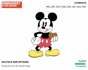 Mickey Cookie - Disney's Classic Mickey Mouse - Embroidery Design in 3 sizes & 8 formats