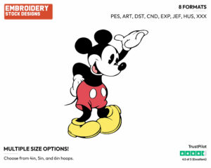 Mickey - Disney's Classic Mickey Mouse - Embroidery Design in 3 sizes & 8 formats