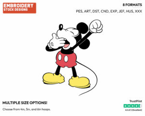Yawning - Disney's Classic Mickey Mouse - Embroidery Design in 3 sizes & 8 formats