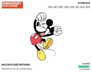 Jumping For Joy - Disney's Classic Mickey Mouse - Embroidery Design in 3 sizes & 8 formats