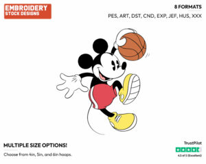 Basketball - Disney's Classic Mickey Mouse - Embroidery Design in 3 sizes & 8 formats