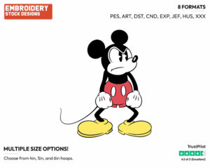Angry - Disney's Classic Mickey Mouse - Embroidery Design in 3 sizes & 8 formats