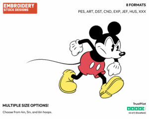 Determined - Disney's Classic Mickey Mouse - Embroidery Design in 3 sizes & 8 formats
