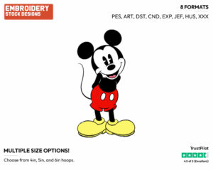 Shy - Disney's Classic Mickey Mouse - Embroidery Design in 3 sizes & 8 formats
