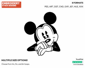 Bashful - Disney's Classic Mickey Mouse - Embroidery Design in 3 sizes & 8 formats