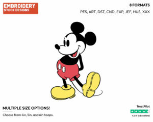 Arms Behind Back - Disney's Classic Mickey Mouse - Embroidery Design in 3 sizes & 8 formats