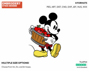 Carrying Apples - Disney's Classic Mickey Mouse - Embroidery Design in 3 sizes & 8 formats