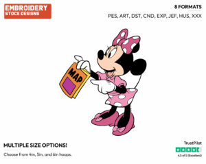 Minnie Holding A Map - Disney's Minnie Mouse - Embroidery Design in 3 sizes & 8 formats