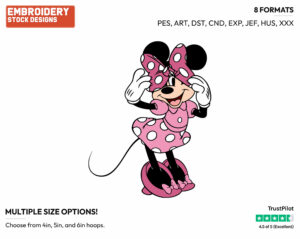Minnie Playing With Her Bow - Disney's Minnie Mouse - Embroidery Design in 3 sizes & 8 formats