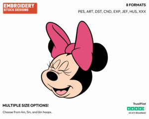 Minnie's Laughing Face - Disney's Minnie Mouse - Embroidery Design in 3 sizes & 8 formats