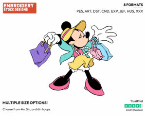 Shopping - Disney's Minnie Mouse - Embroidery Design in 3 sizes & 8 formats