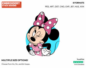 Minnie Winking - Disney's Minnie Mouse - Embroidery Design in 3 sizes & 8 formats