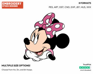 Cute Minnie - Disney's Minnie Mouse - Embroidery Design in 3 sizes & 8 formats