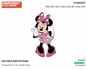 Minnie Winking - Disney's Minnie Mouse - Embroidery Design in 3 sizes & 8 formats