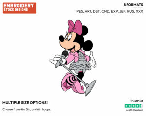 Minnie Mouse Singing - Disney's Minnie Mouse - Embroidery Design in 3 sizes & 8 formats