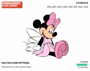 Fairy Minnie Mouse - Disney's Minnie Mouse - Embroidery Design in 3 sizes & 8 formats