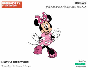 Minnie Mouse Walking - Disney's Minnie Mouse - Embroidery Design in 3 sizes & 8 formats