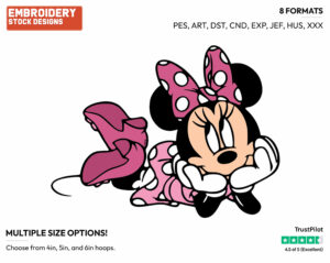 Minnie Mouse Relaxing - Disney's Minnie Mouse - Embroidery Design in 3 sizes & 8 formats