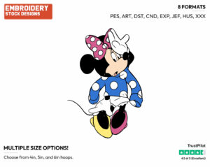 Minnie Sweating Under Her Mismatched Clothes - Disney's Minnie Mouse - Embroidery Design in 3 sizes & 8 formats