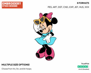 Minnie Mouse Wearing Sunglasses - Disney's Minnie Mouse - Embroidery Design in 3 sizes & 8 formats