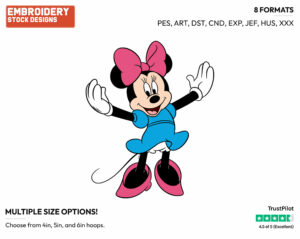 Minnie With Arms Wide Open - Disney's Minnie Mouse - Embroidery Design in 3 sizes & 8 formats