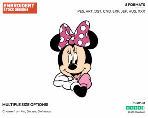 Minnie Mouse Face - Disney's Minnie Mouse - Embroidery Design in 3 sizes & 8 formats