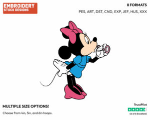 Minnie Blowing Bubbles - Disney's Minnie Mouse - Embroidery Design in 3 sizes & 8 formats
