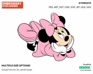 Minnie Lounging - Disney's Minnie Mouse - Embroidery Design in 3 sizes & 8 formats