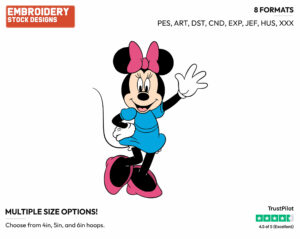 Waving - Disney's Minnie Mouse - Embroidery Design in 3 sizes & 8 formats