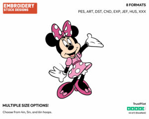 Cheerful Minnie - Disney's Minnie Mouse - Embroidery Design in 3 sizes & 8 formats